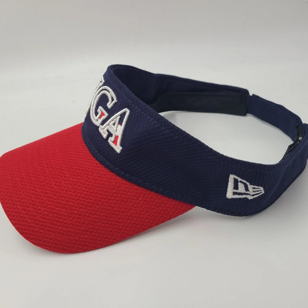 AJGA Visor Hat Adjustable New Era Blue Red Golf American Flag USA Logo Men